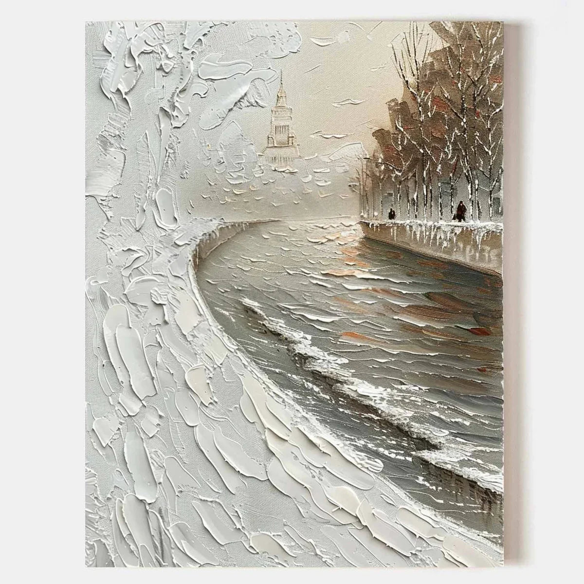 Wall Art Impasto Winter Canal City
