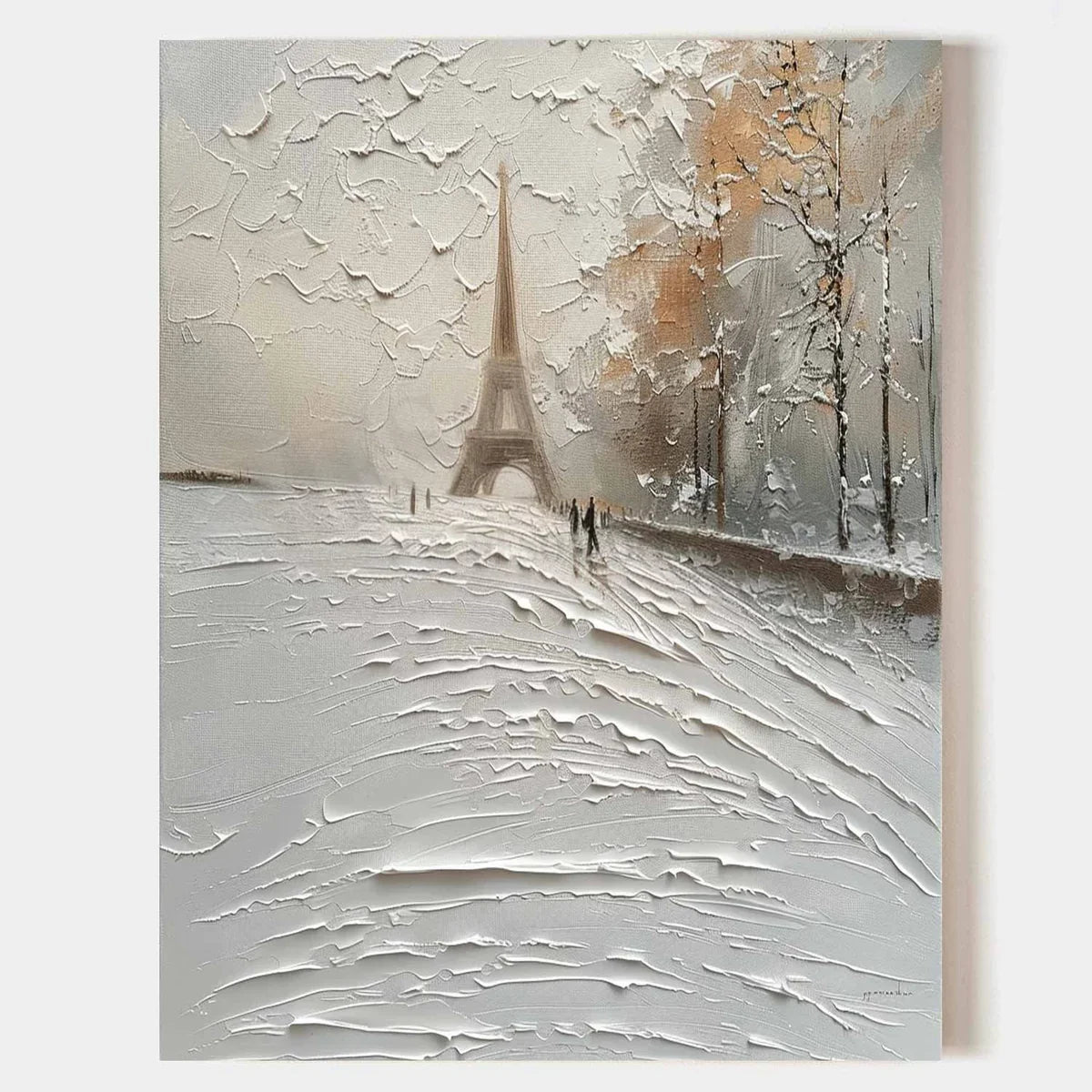 Wall Art Impasto Paris Winter Painting