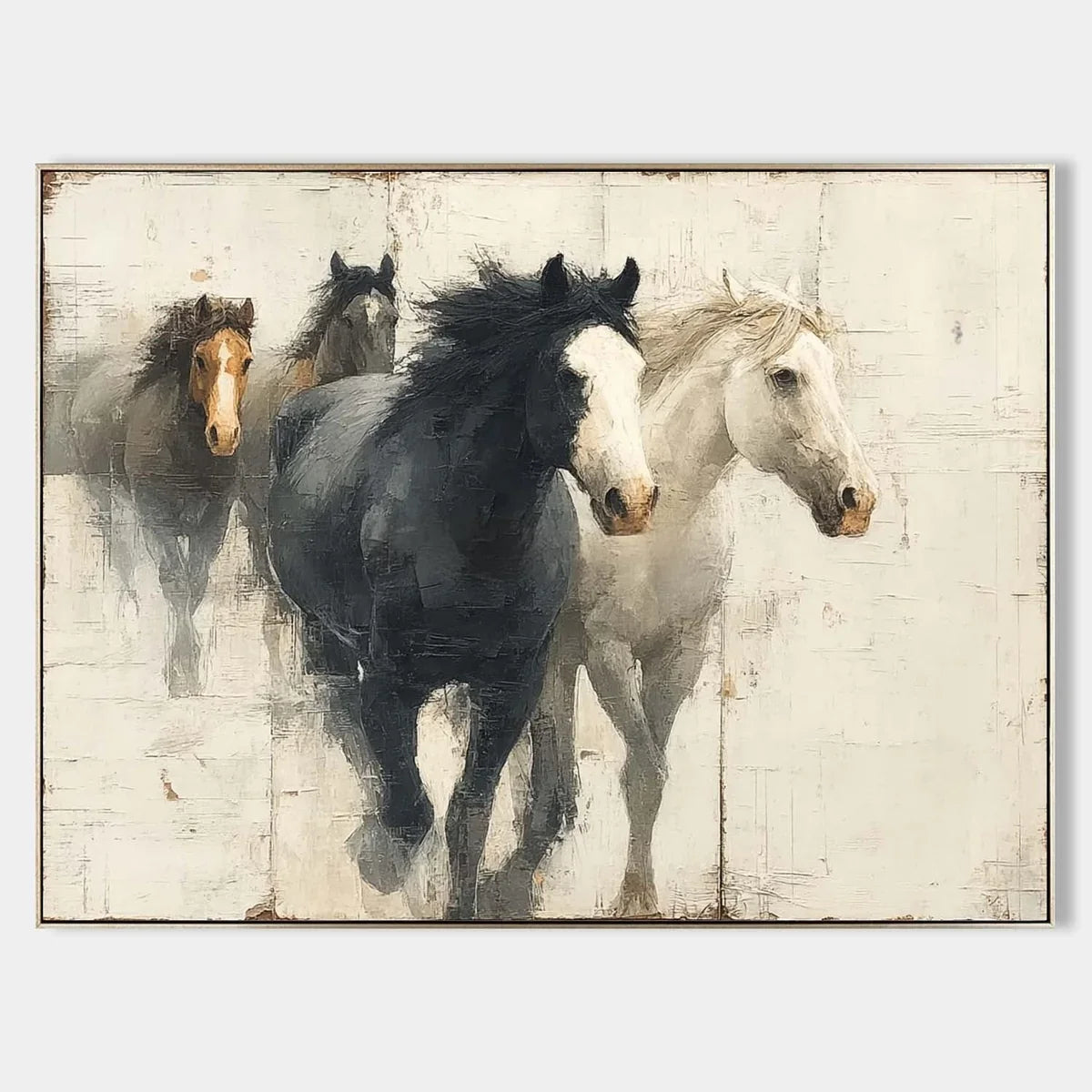 Wall Art Dynamic Textured Running Horses