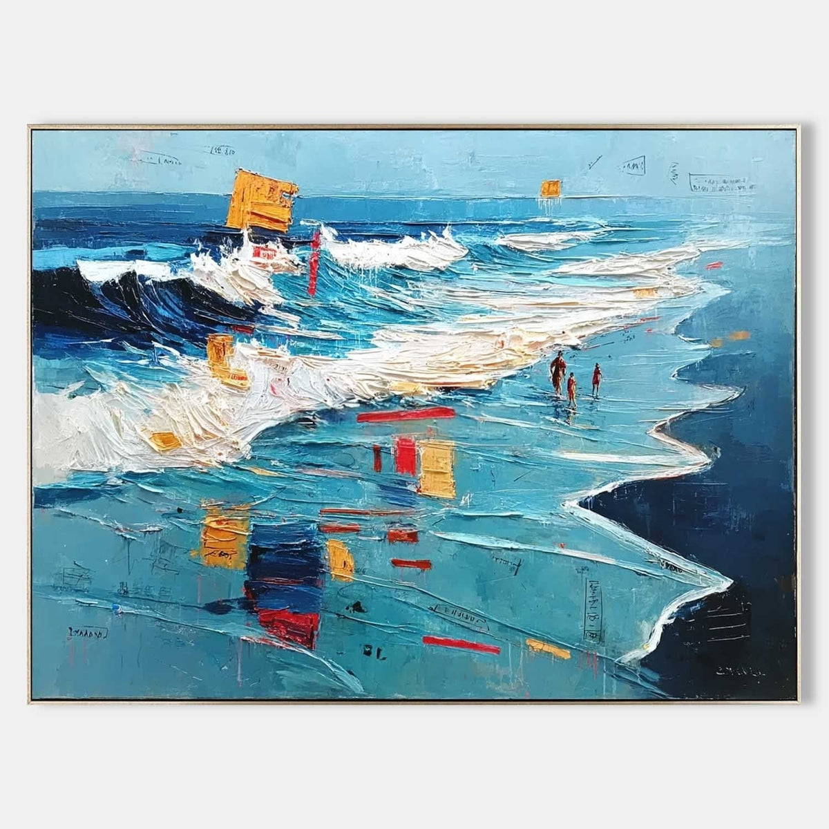 Wall Art Panoramic Impressionist Beachscape Scene Vibrant