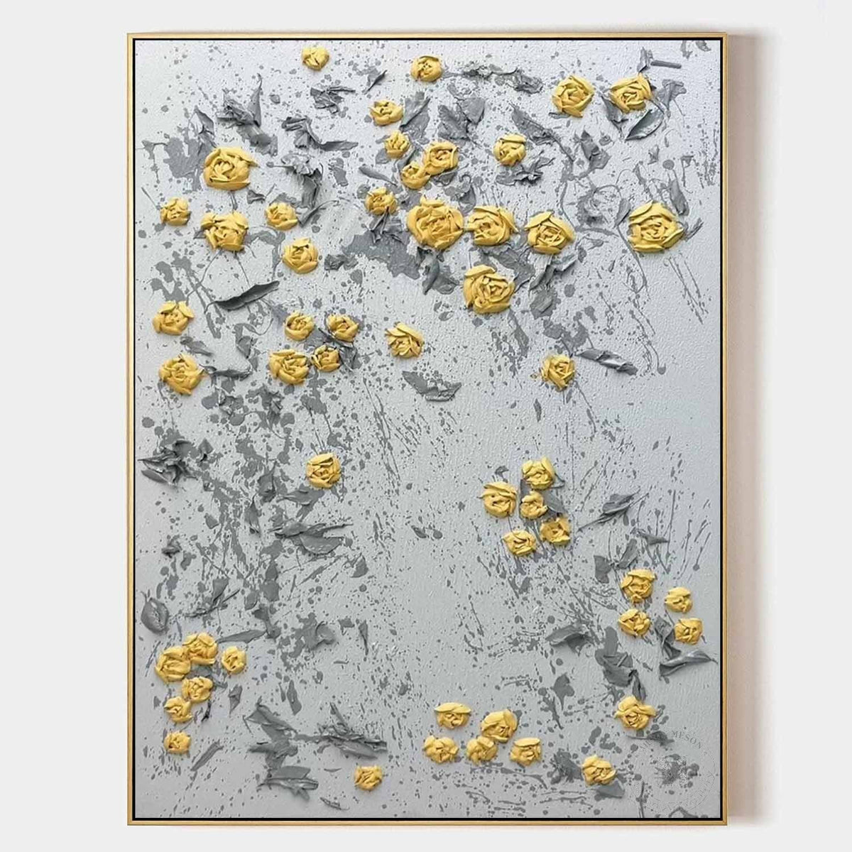 Wall Art Vertical 3D Impasto Yellow Rose