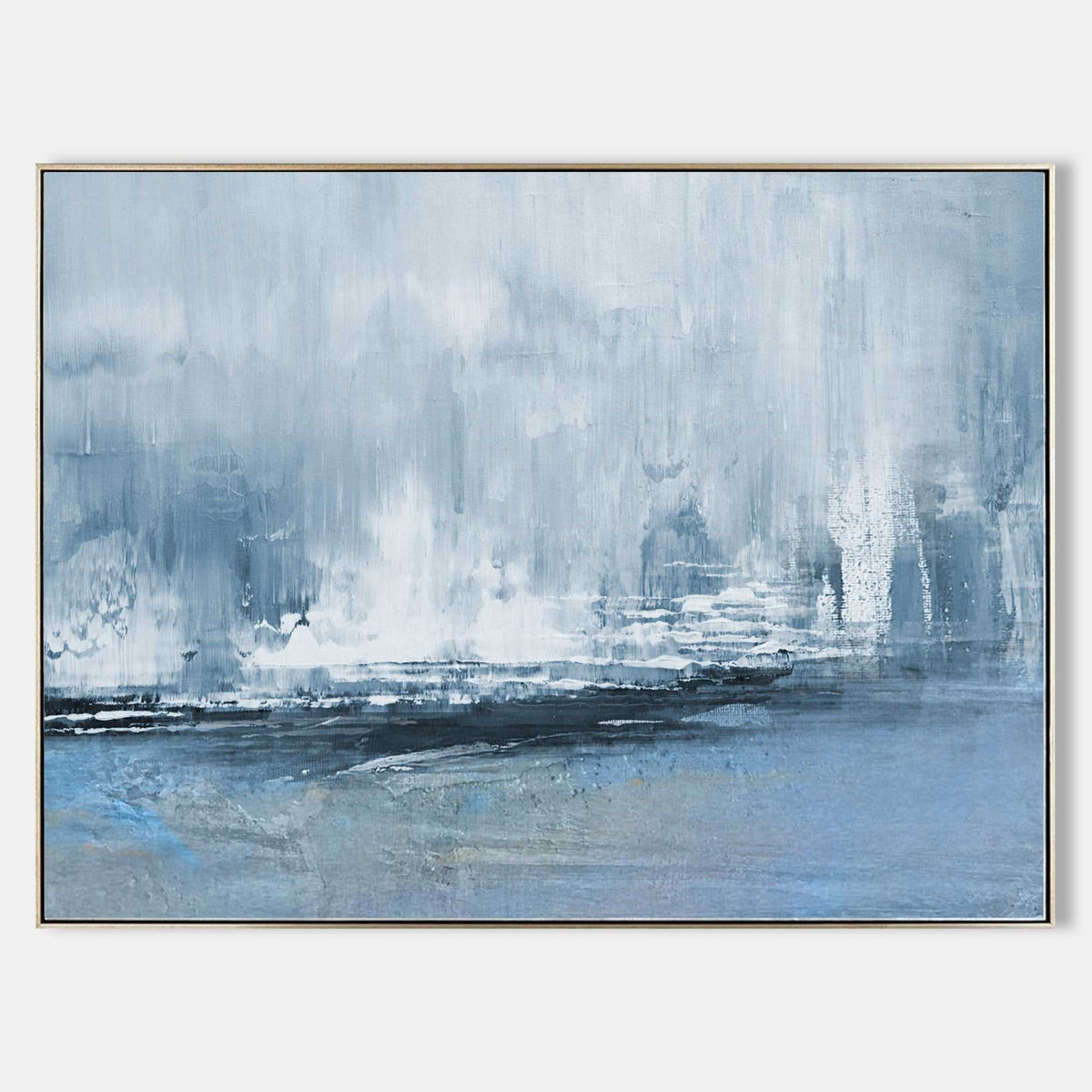Misty Coastal Rain Abstract Painting Horizontal