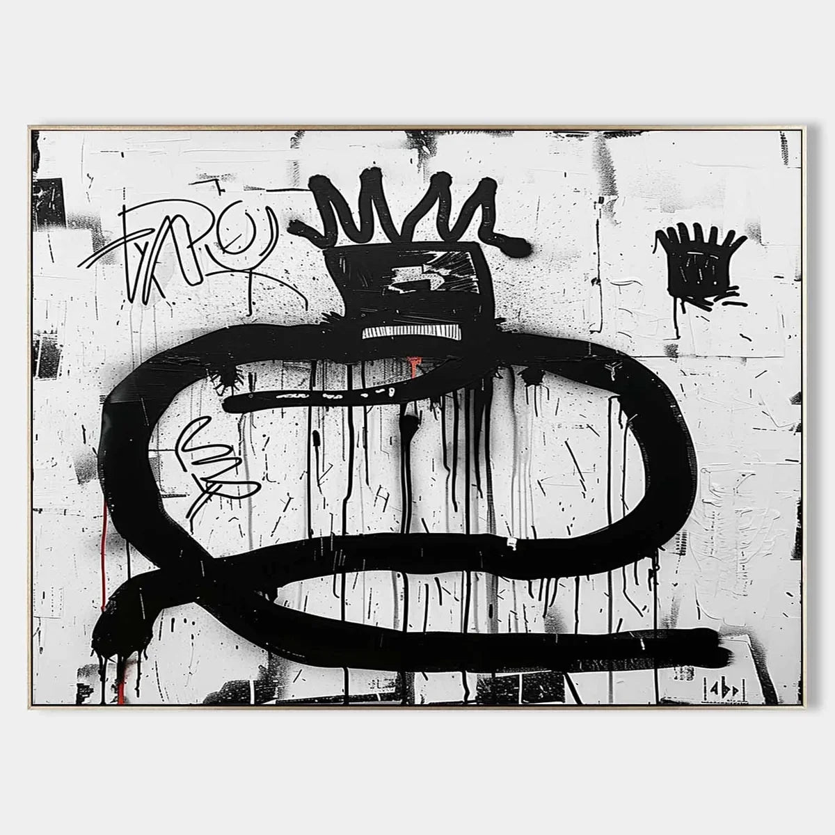 Tactile Neo-Expressionist Oil Painting Bold Black Drips