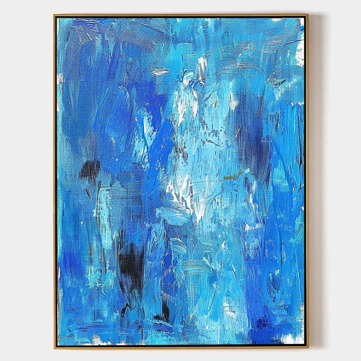 Wall Art Contemporary Navy Blue White Textured Abstract Canvas