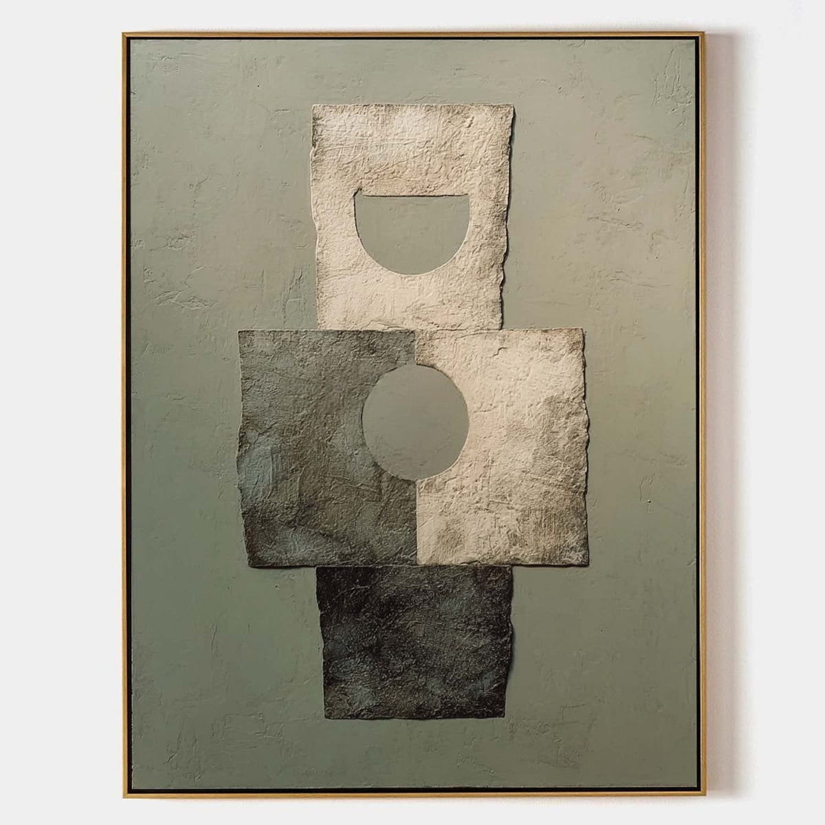 Wabi-Sabi Geometric Abstract Texture Painting - Neutralighting