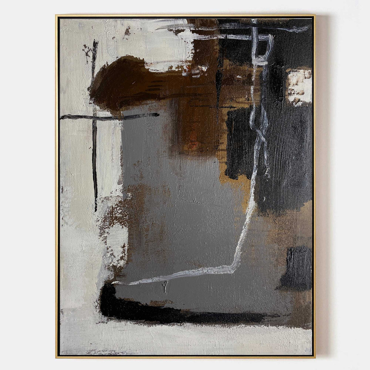 Industrial Neutral Abstract Painting Vertical