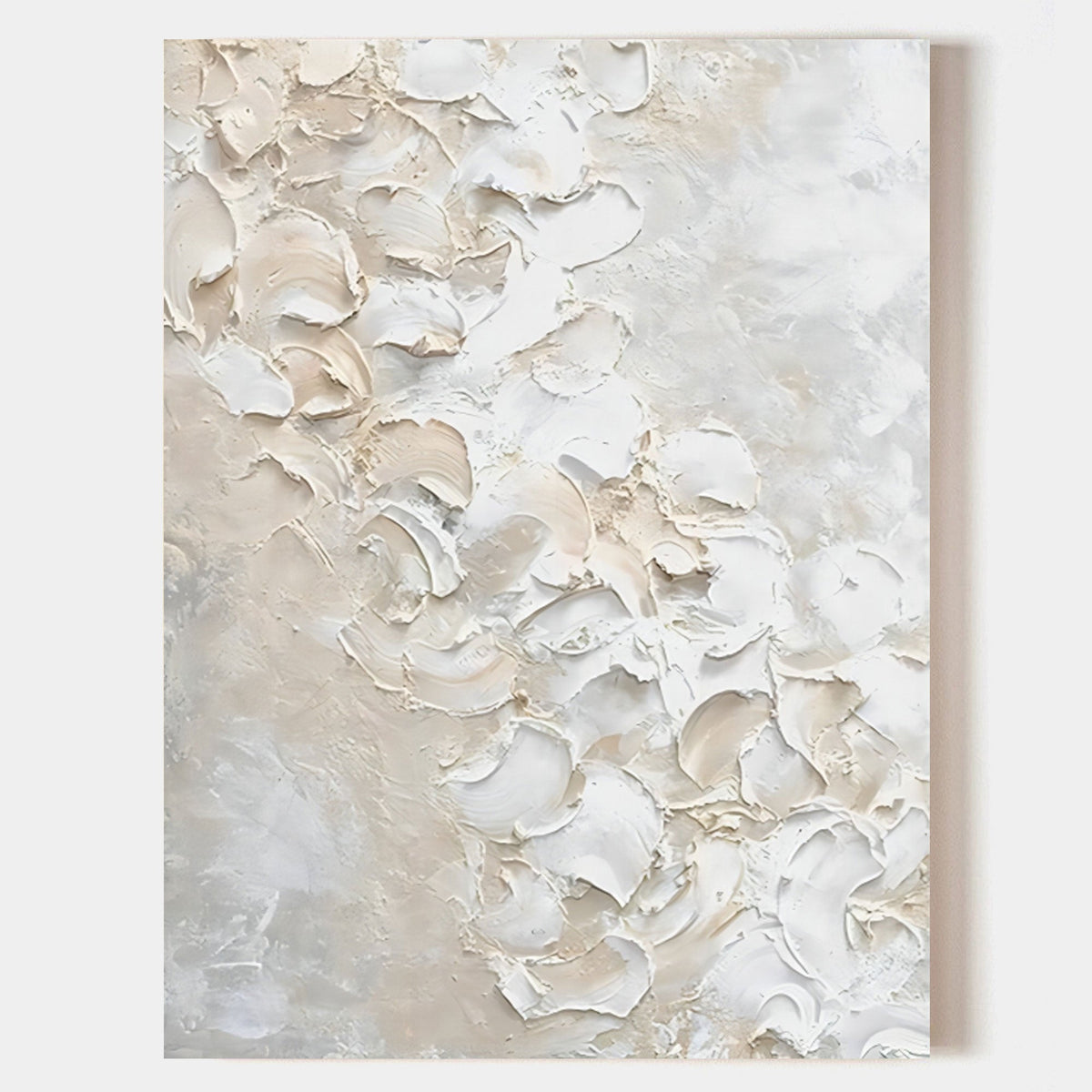 Minimalist 3D Textured White Beige Wall Art