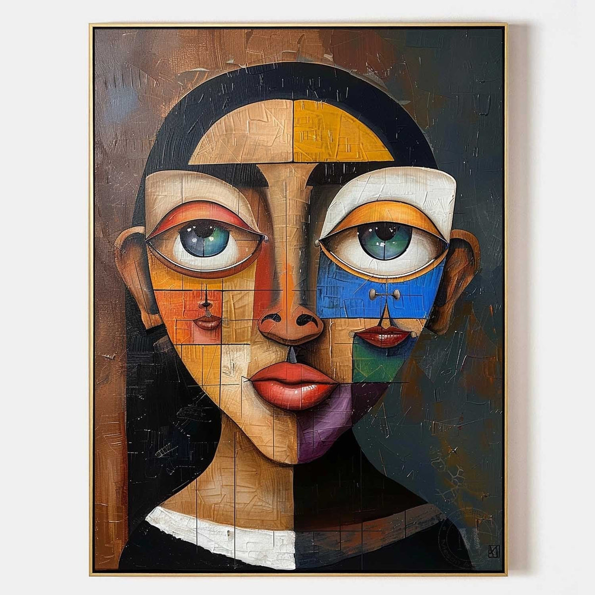 Wall Art Vertical Cubist Portrait Geometric