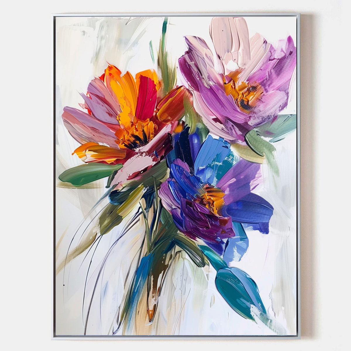 Vivid Bloom Abstract Floral Oil Painting