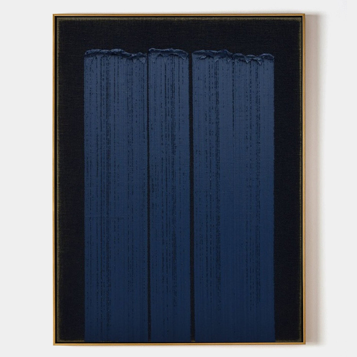 Textured Indigo Blue Vertical Abstract Painting