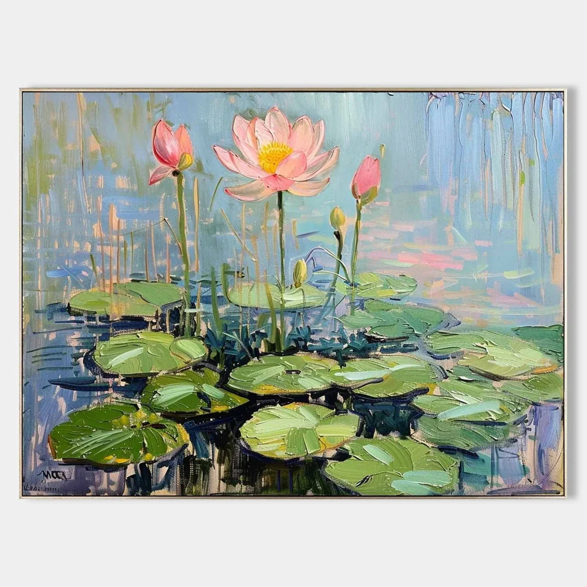 Wall Art Horizontal Blooming Lotus Pond
