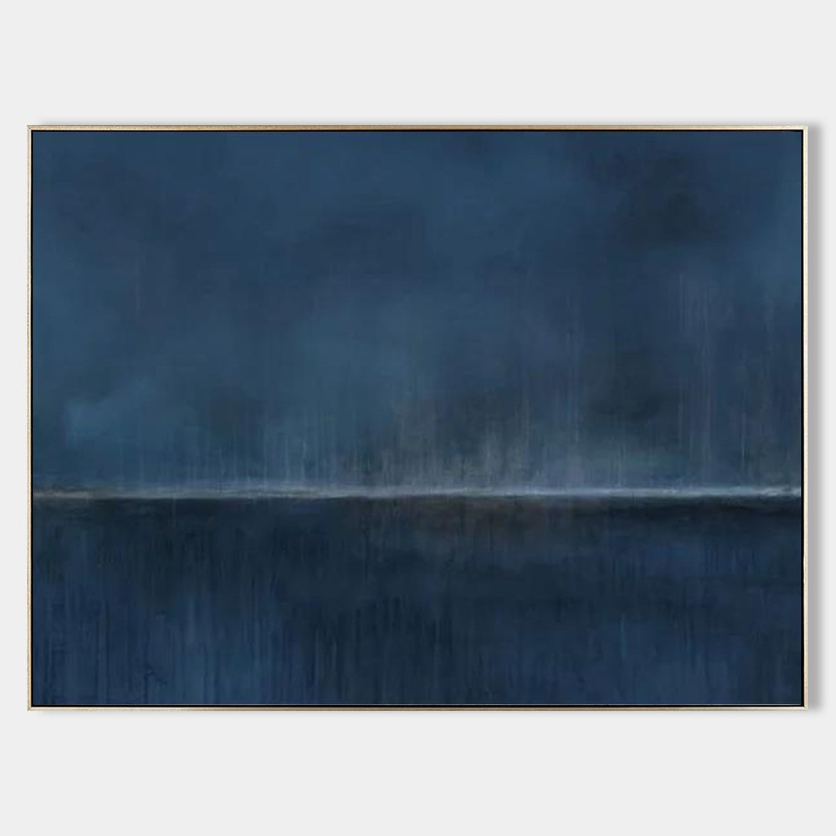 Wall Art Dark Blue Horizon Seascape Minimalist Textured Canvas Living Room