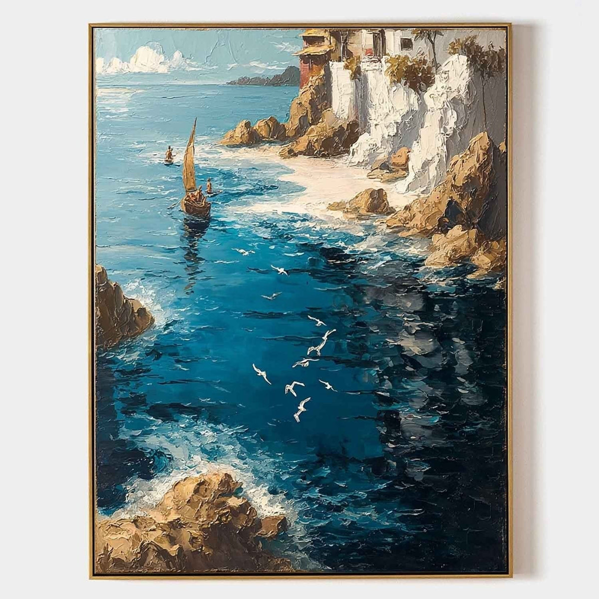 Wall Art Mediterranean Coastal Boats Beach