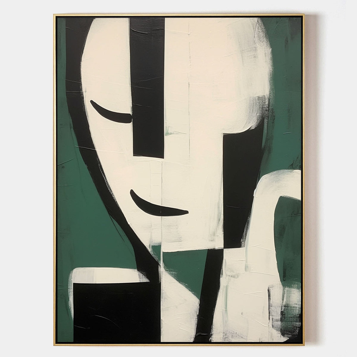 Dark Green Minimalist Expressive Figure Wall Art
