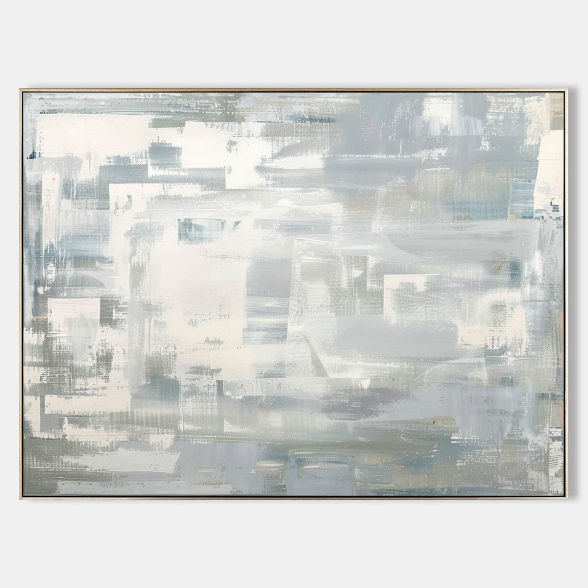 Minimalist Gray White Painting Textured Modern Wall Art