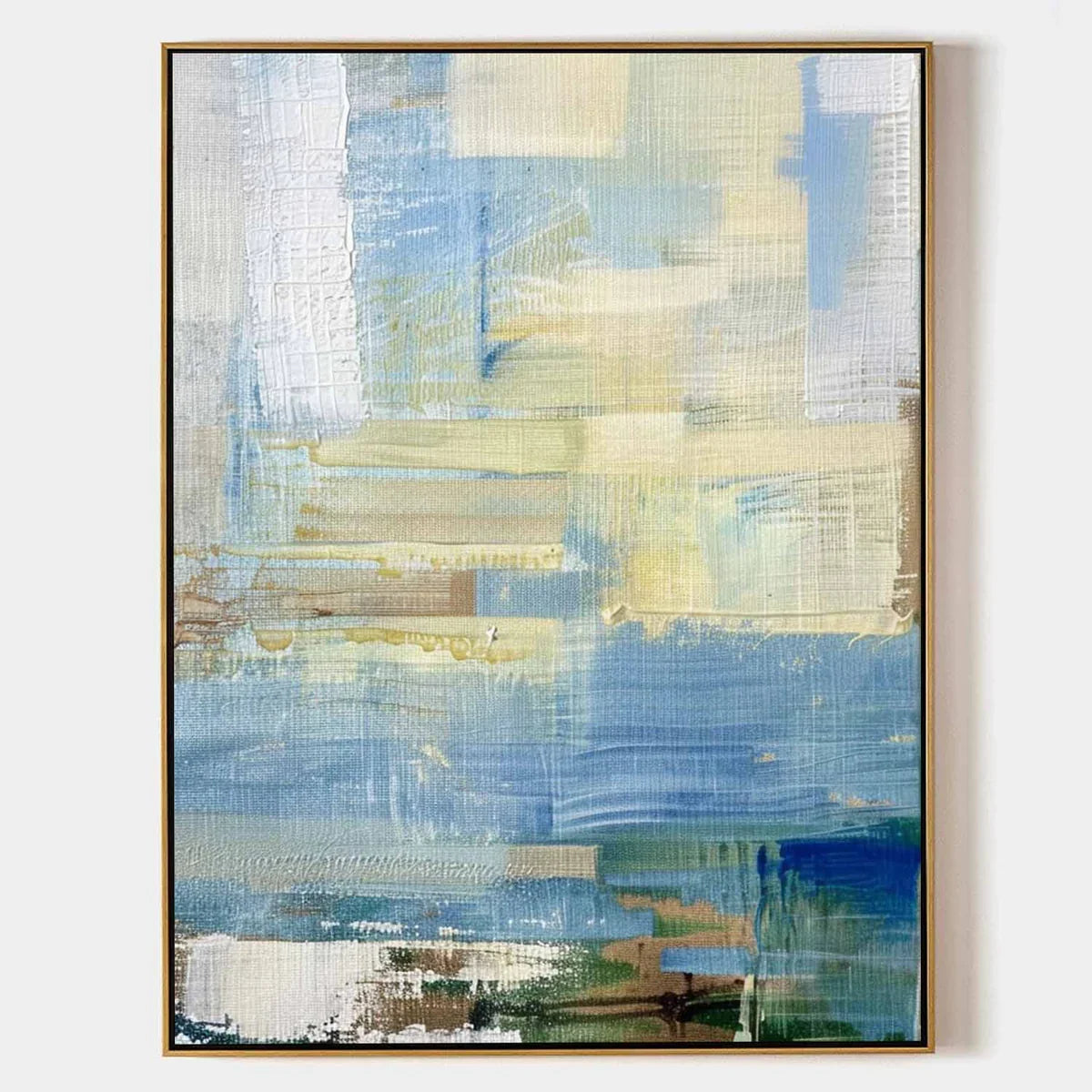 Tactile Soft Blue Oil Painting Neutral Tones Calm Modern