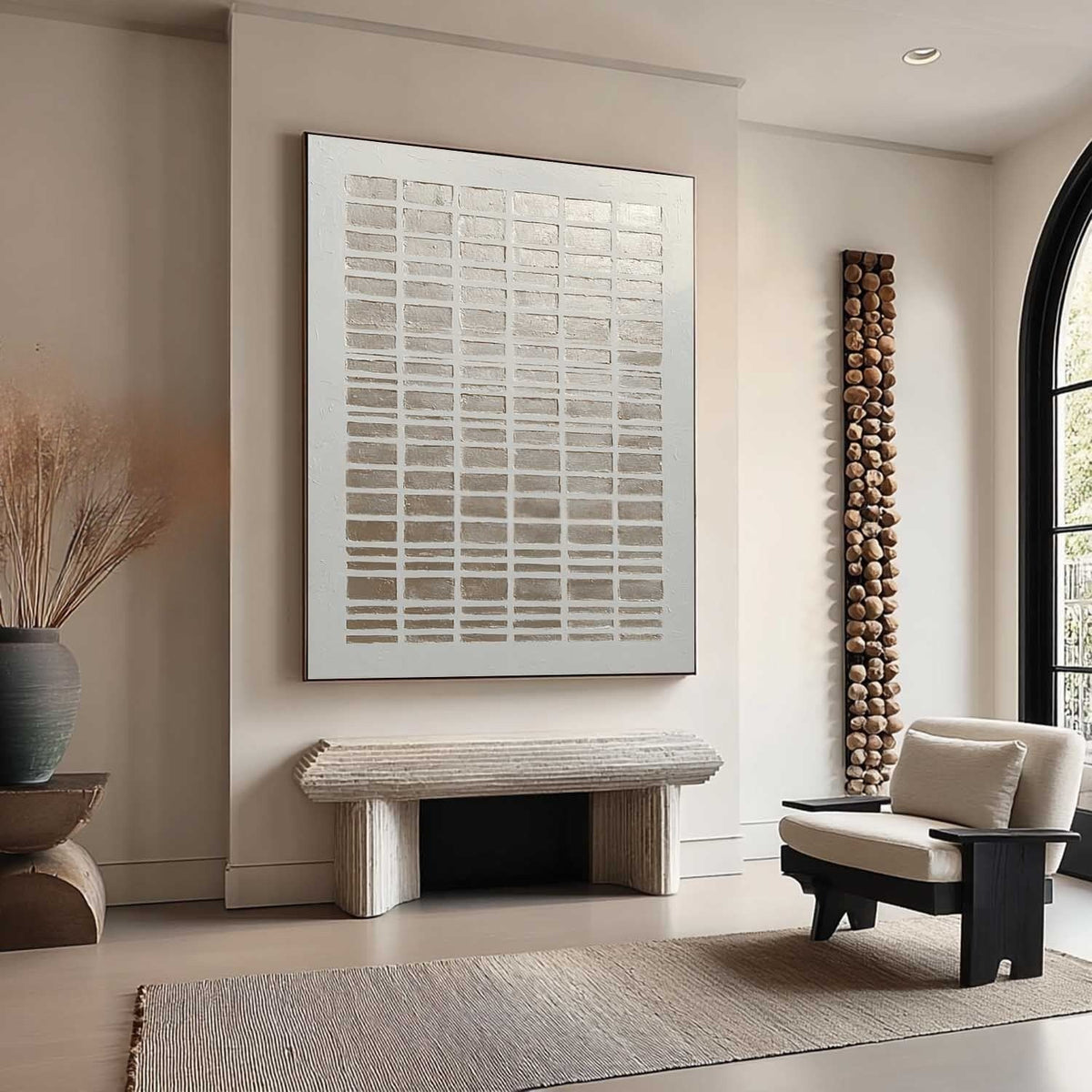 Wall Art Minimalist Gradient Grid Beige