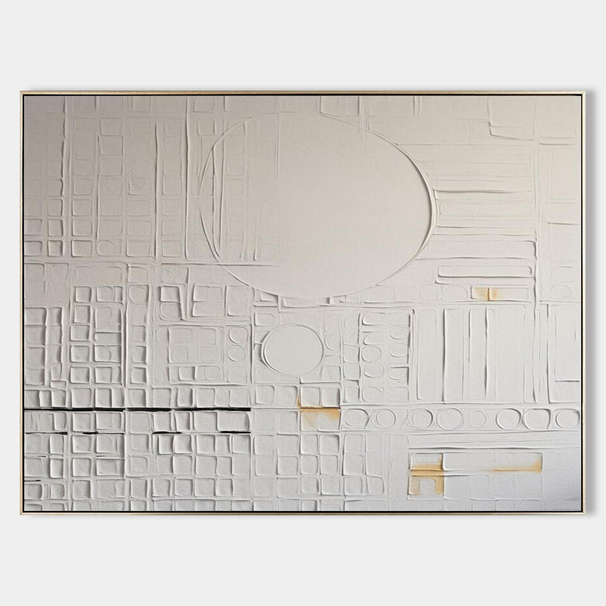 Wall Art White Bas-Relief Abstract Oil Painting