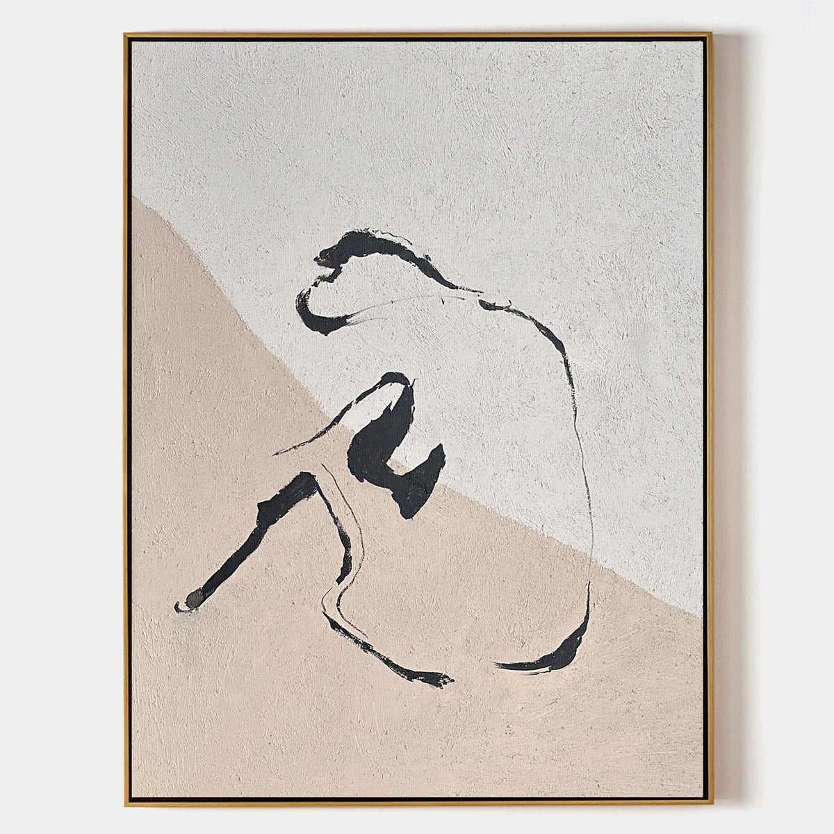 Minimalist Seated Figure Oil Painting