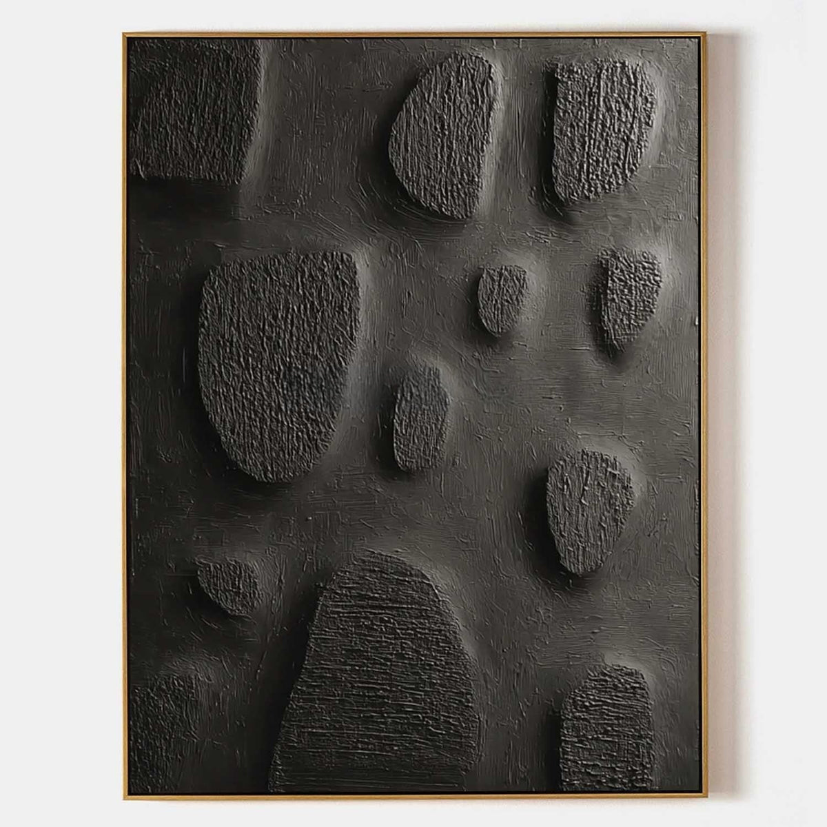 Black Minimalist Organic Texture Painting - Neutralighting