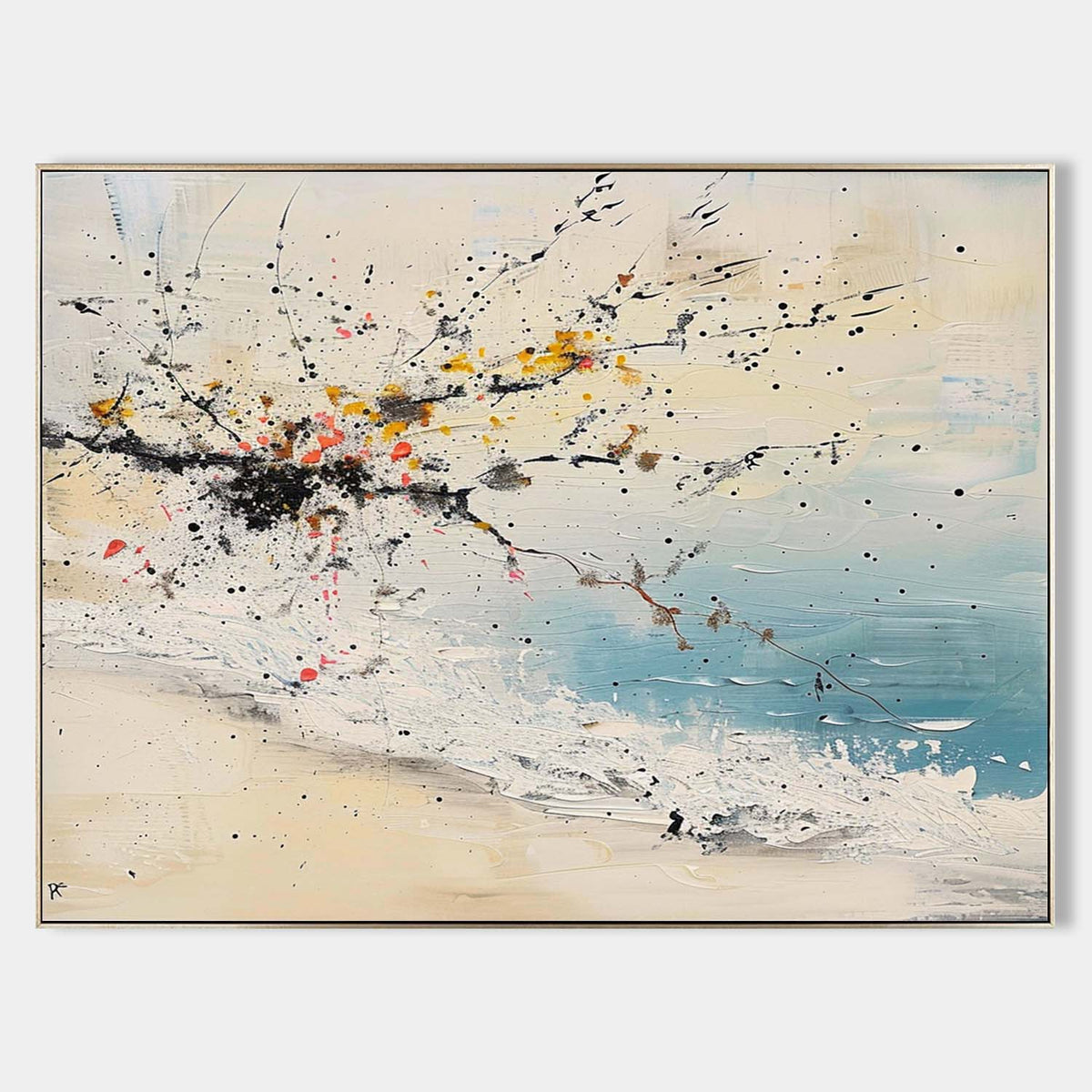 Wall Art Floral Beach Abstract Ink Splatter