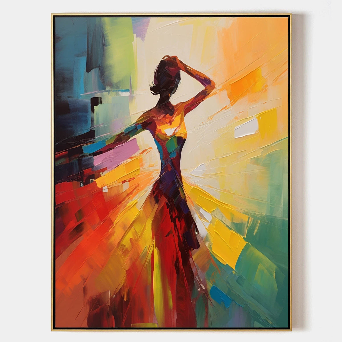 Palette Canvas Art Vibrant Abstract Dancer Painting Colorful Impasto