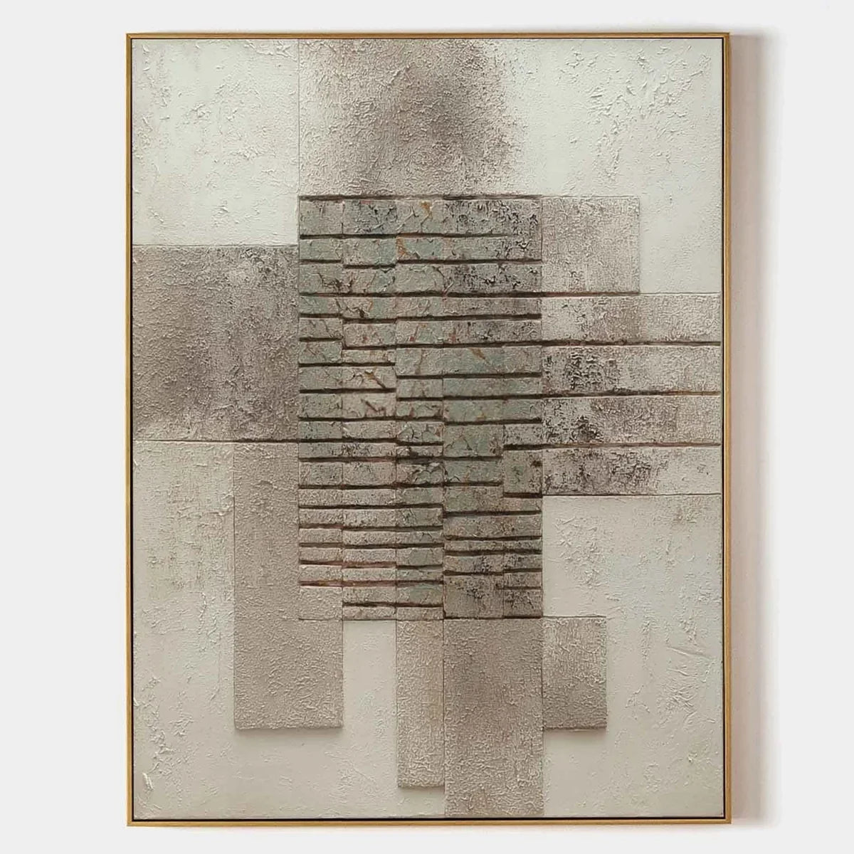 Wabi-Sabi Stacked Stone Bas-Relief Painting