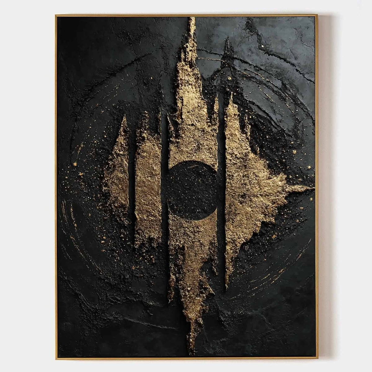 Wall Art Abstract Black Gold Modern Palette Knife