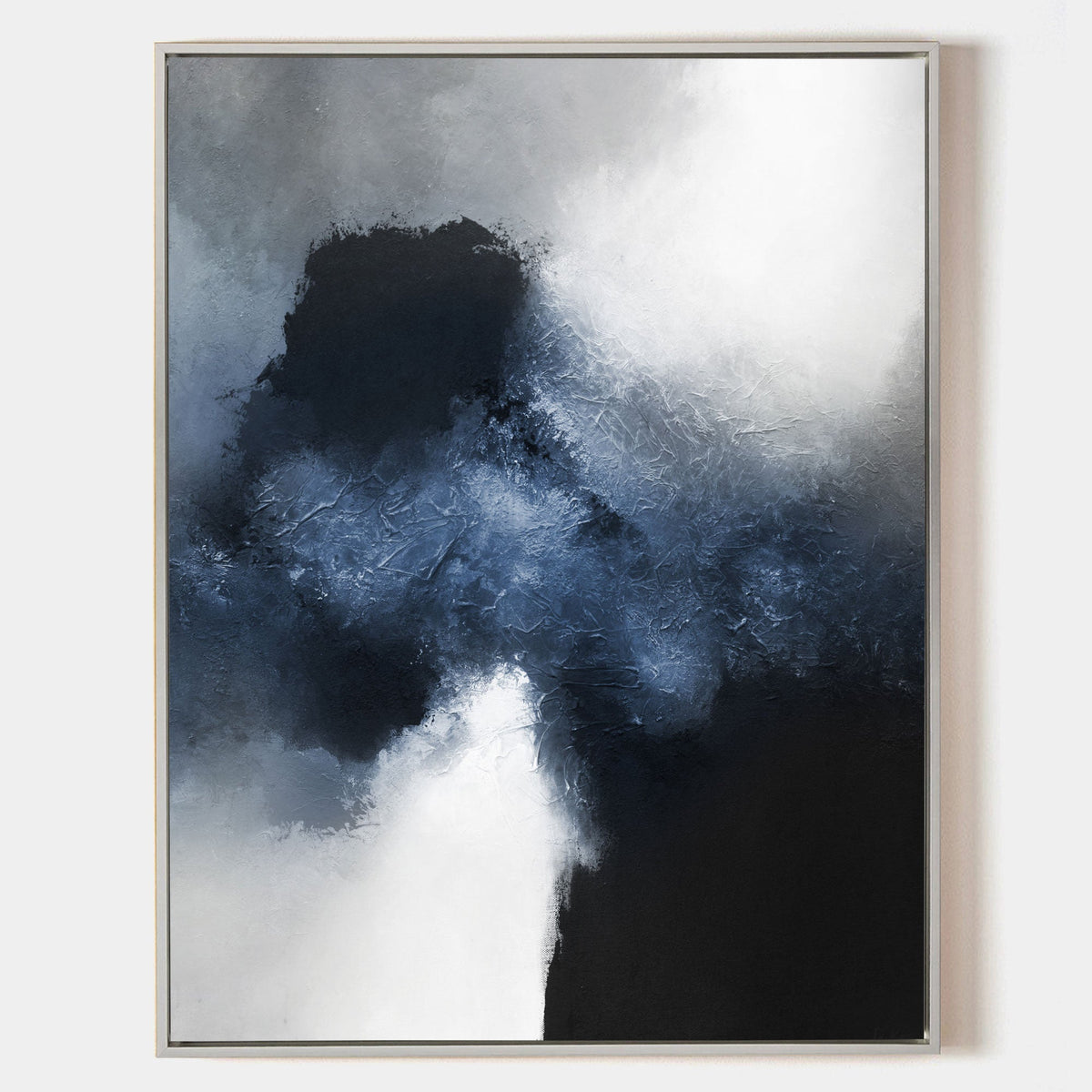 Textured Abstract Cloud Painting Navy Blue