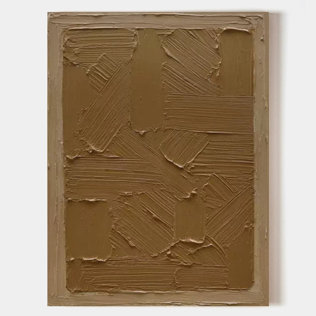 Wall Art Vertical Abstract Warm Brown Cross-Hatch