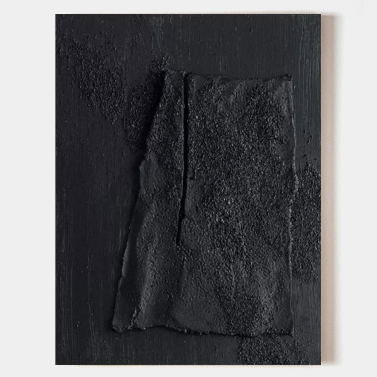Monochrome Black Textured Abstract Painting