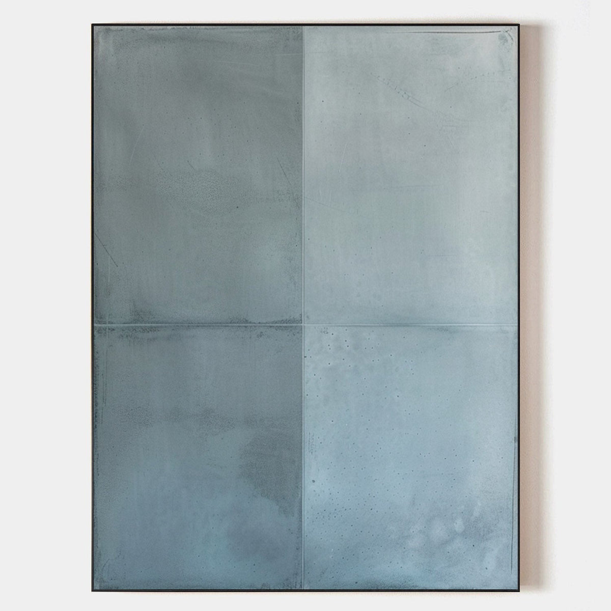 Wall Art Grey Blue Geometric Panels Minimalist Textured Canvas Living Room