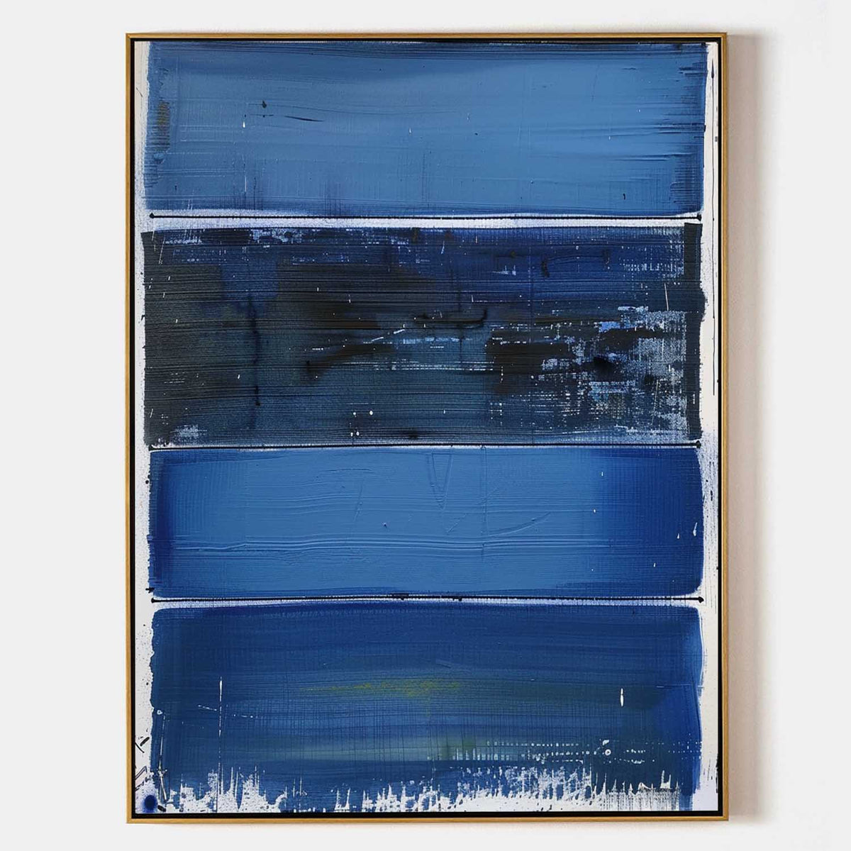 Wall Art Blue Bands Layered Modern Minimalist