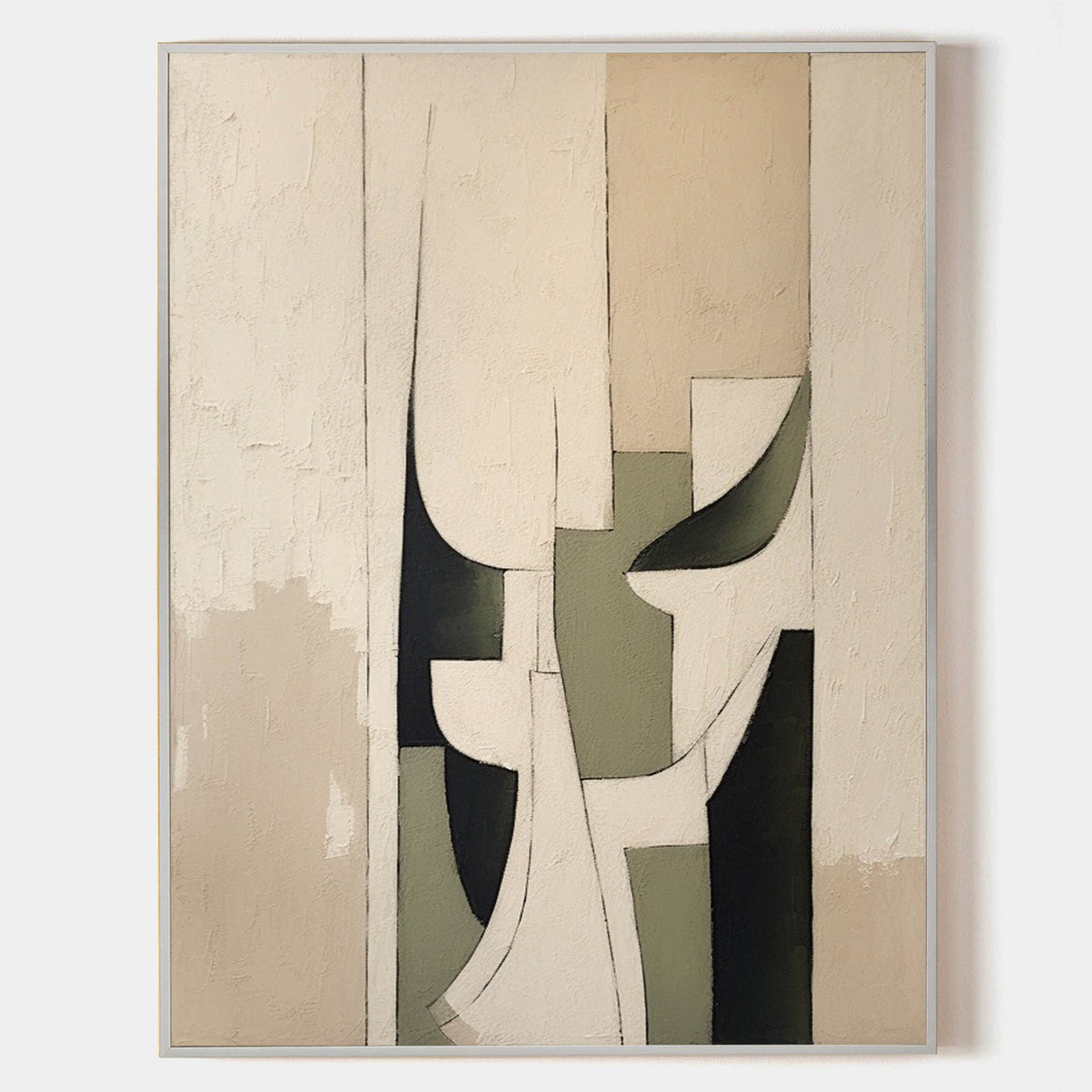 Neutral Geometric Abstract Oil Painting