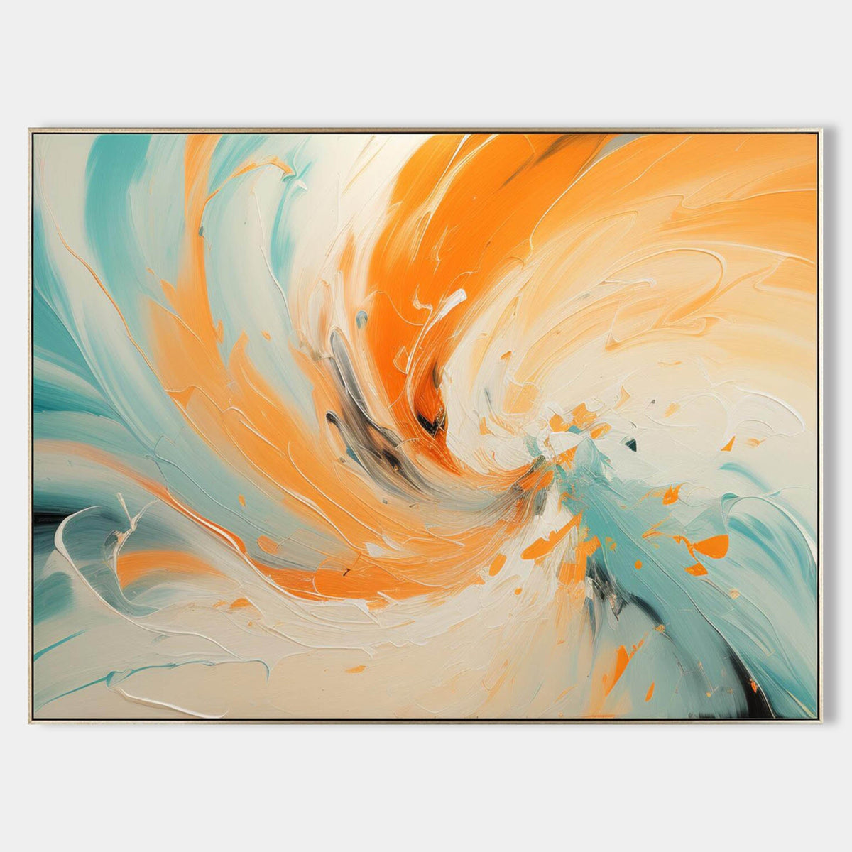 Tactile Swirl Oil Painting Orange Teal Dynamic Modern