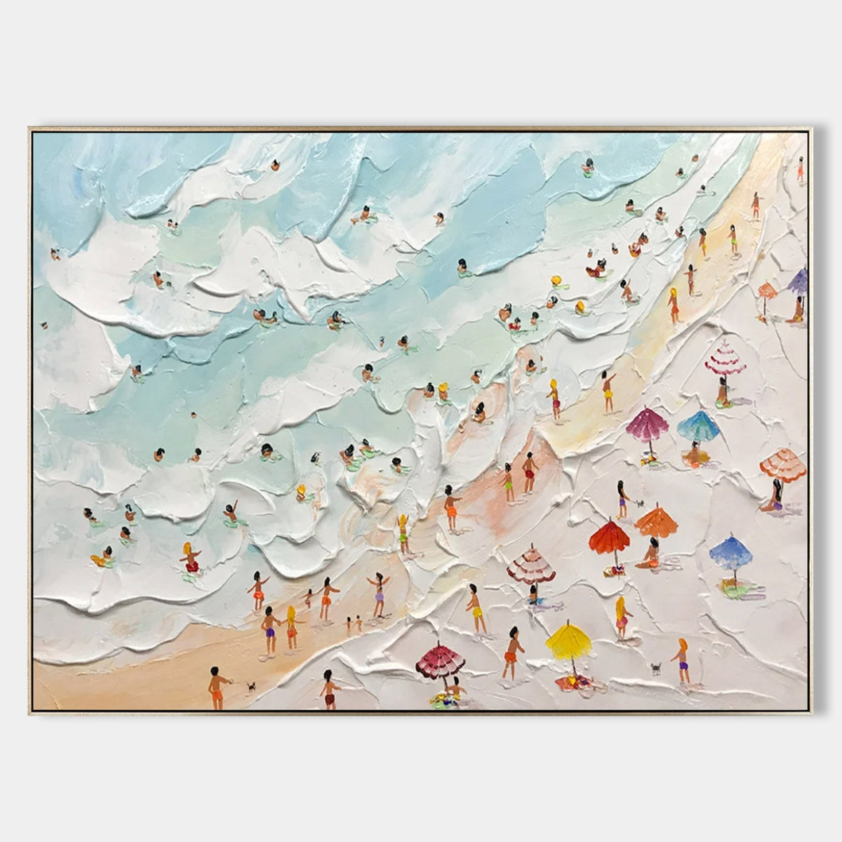 Aerial Beach Painting Impasto Coastal Wall Art