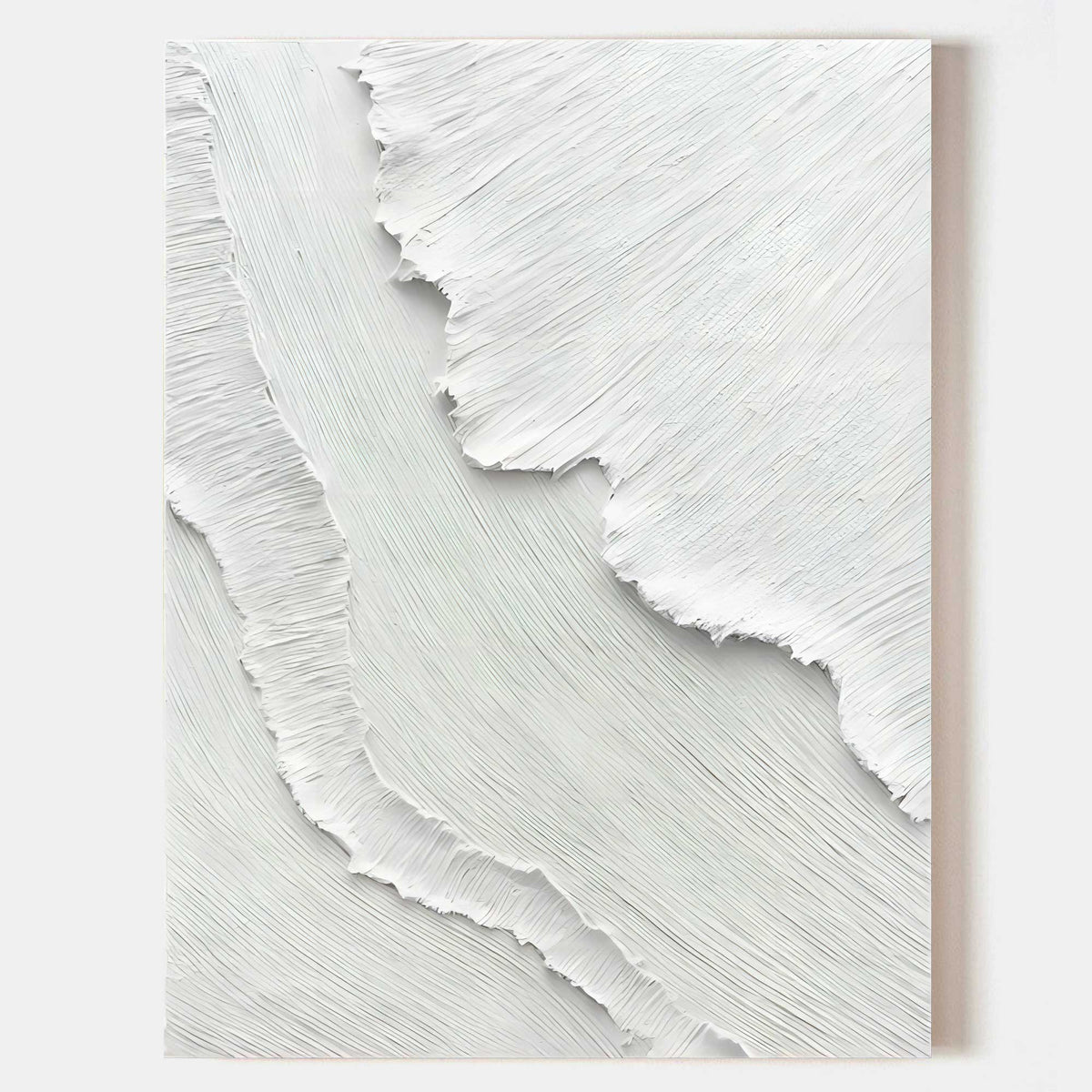 3D Textured White Wave Painting Organic Wall Art