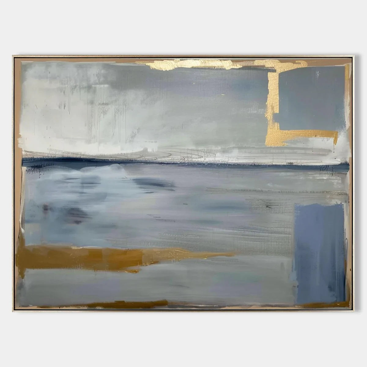Tactile Neutral Abstract Oil Painting Gold Luxe Modern
