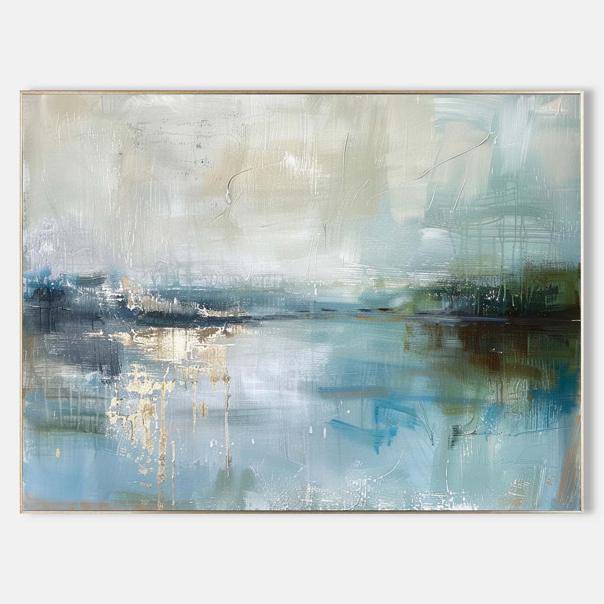 Blue Water Landscape Abstract Oil Painting