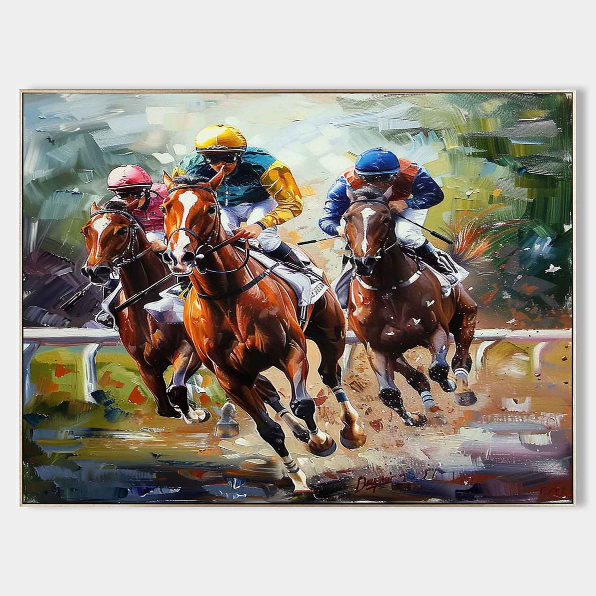 Wall Art Impressionist Dynamic Horse Racing Jockey