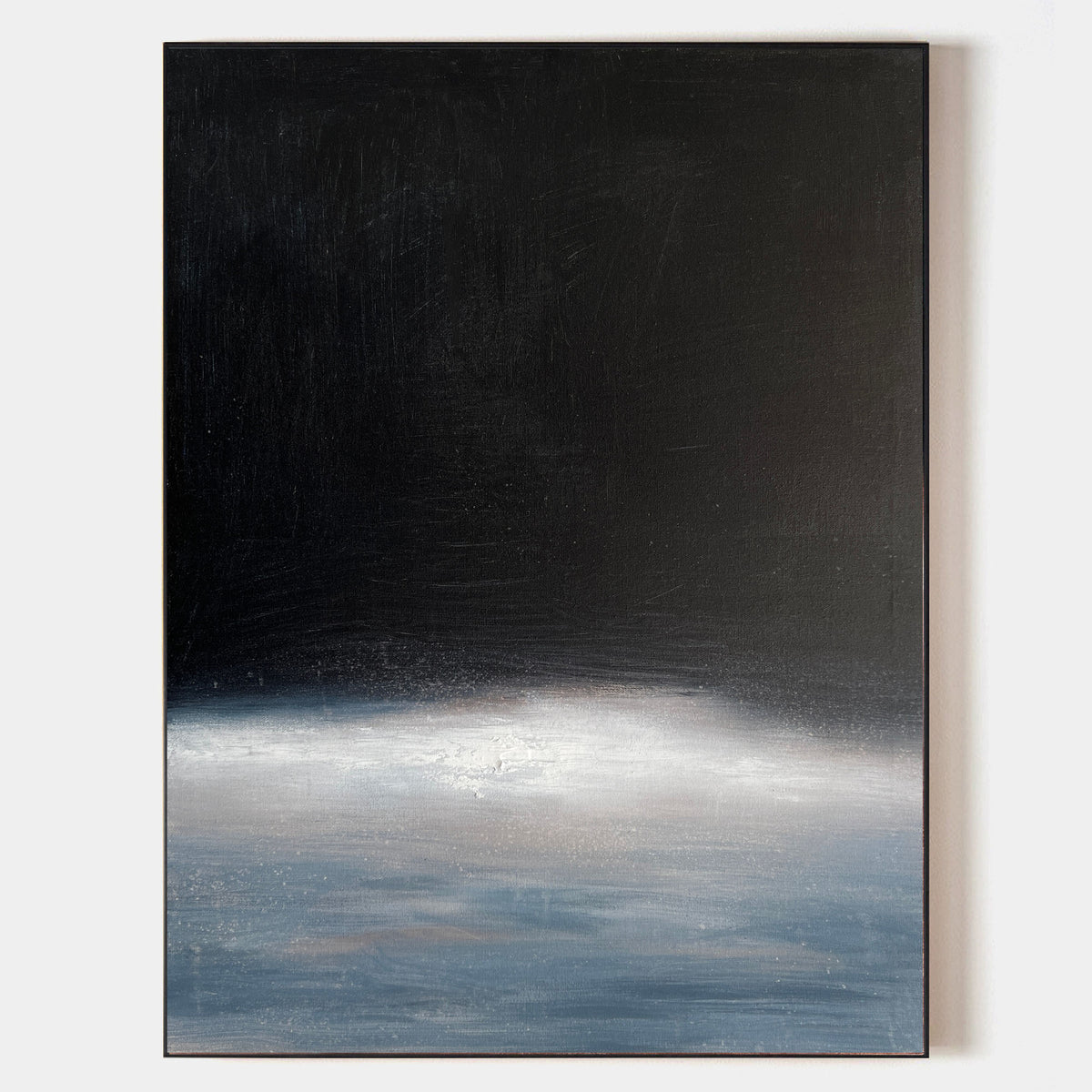 Dark Misty Ocean Horizon Abstract Linen Canvas Wall Decoration