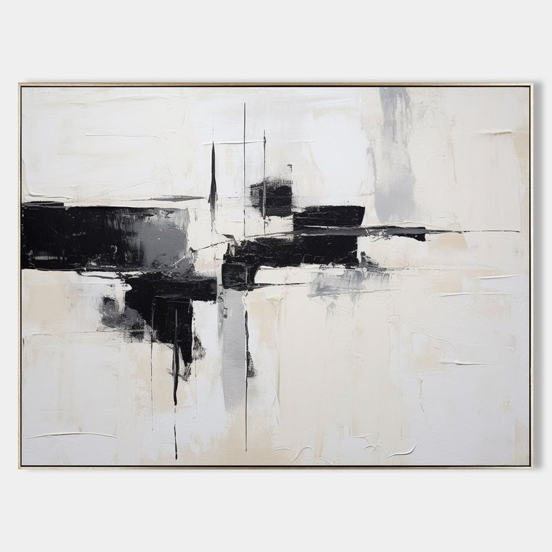 Black White Minimalist Abstract Painting