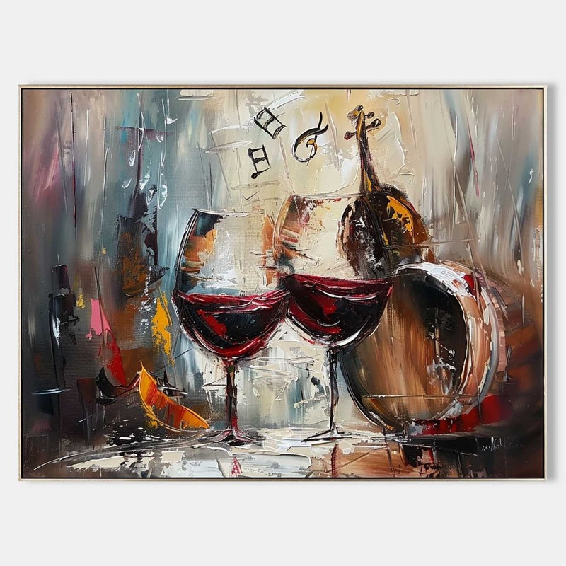 Wall Art Impressionist Red Wine Glasses Violin - Neutralighting