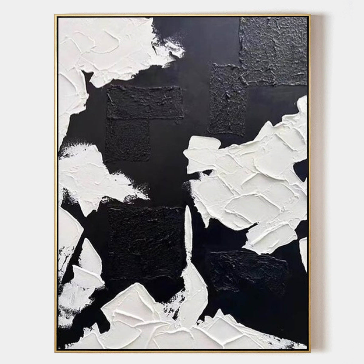 Wall Art Black White Irregular Block Abstract