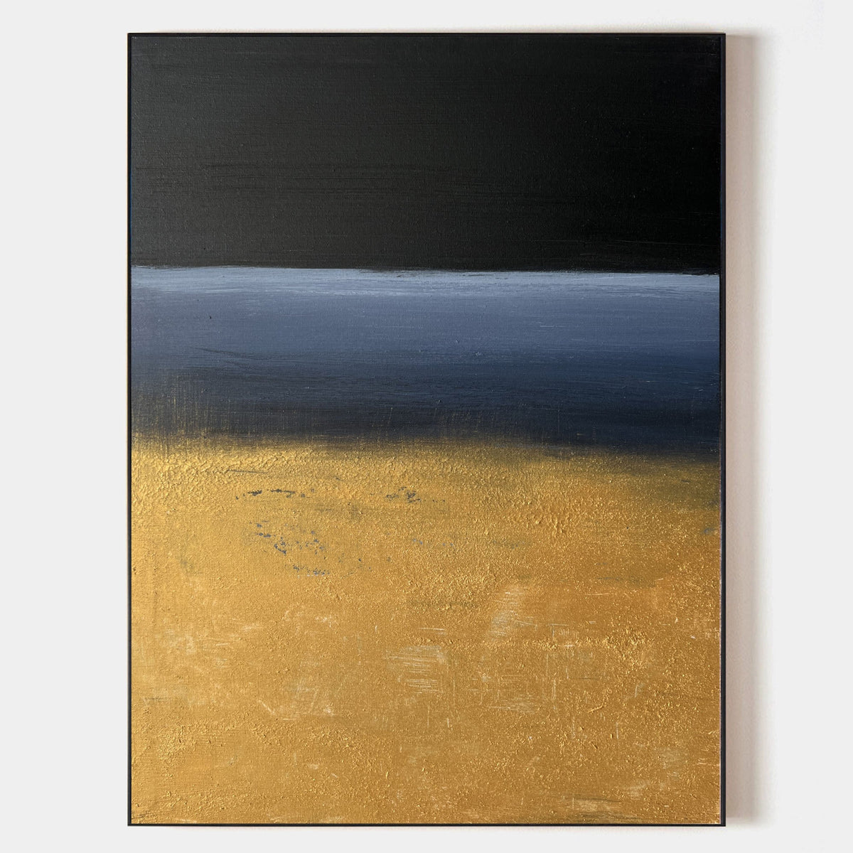 Gold Black Blue Abstract Wall Art Vertical