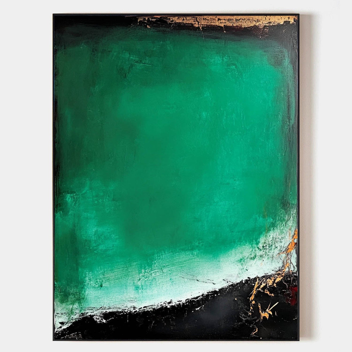 Emerald Green Textured Canvas Art