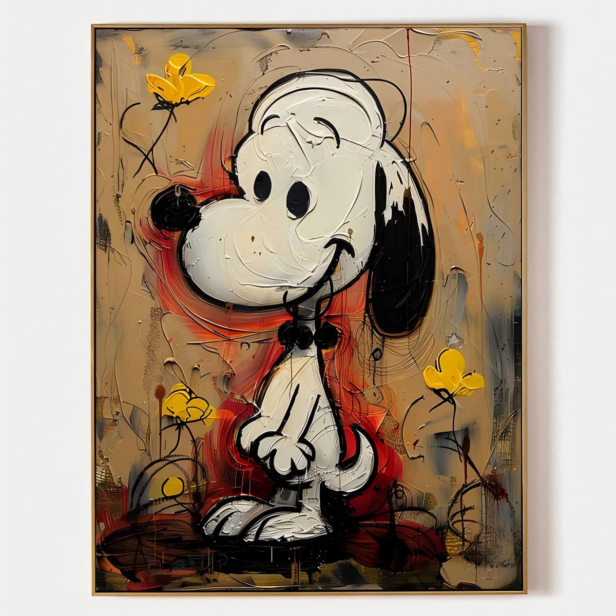Graffiti Textured Snoopy Cartoon Abstract Painting