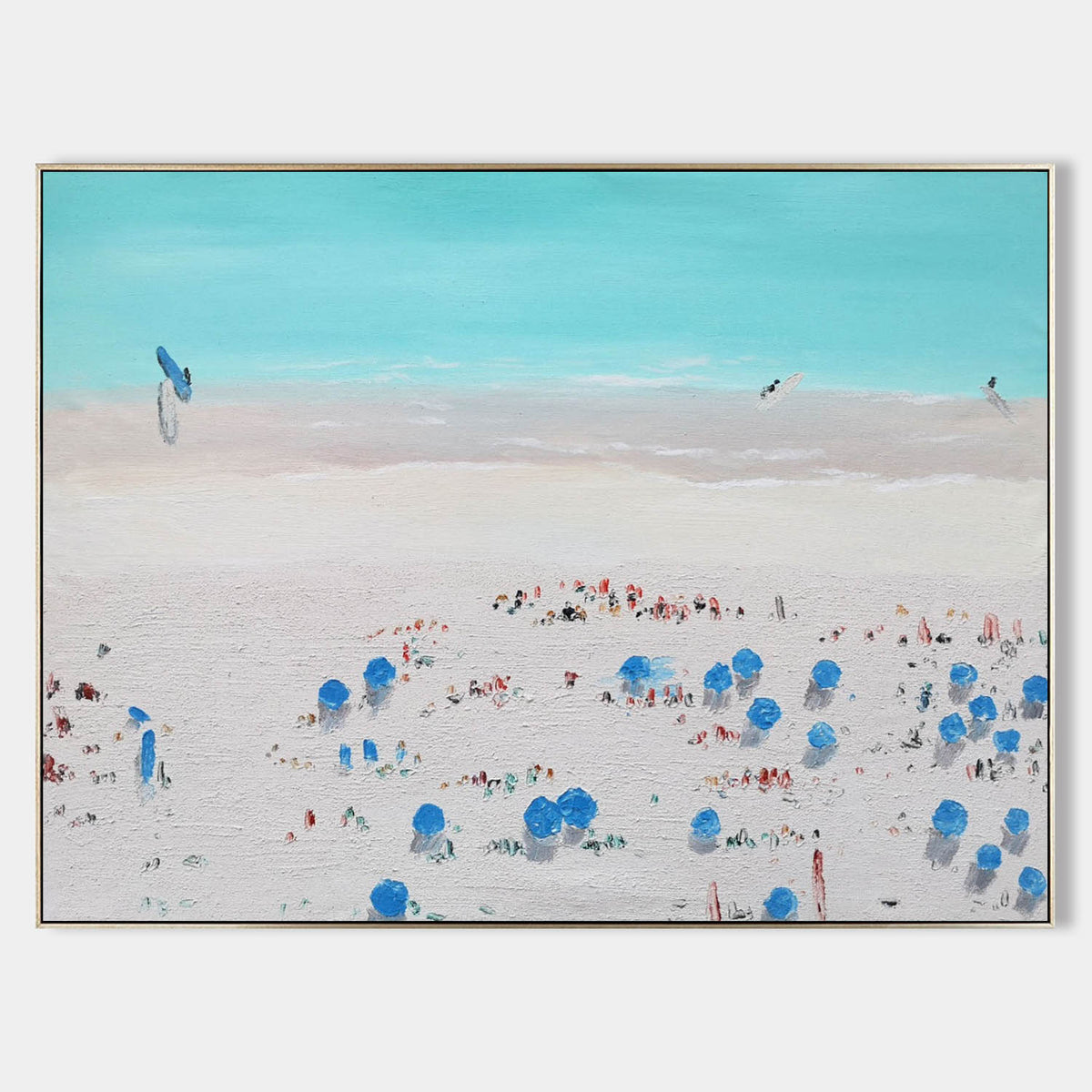 Plaster Art Vibrant Beach Scene Impasto Painting