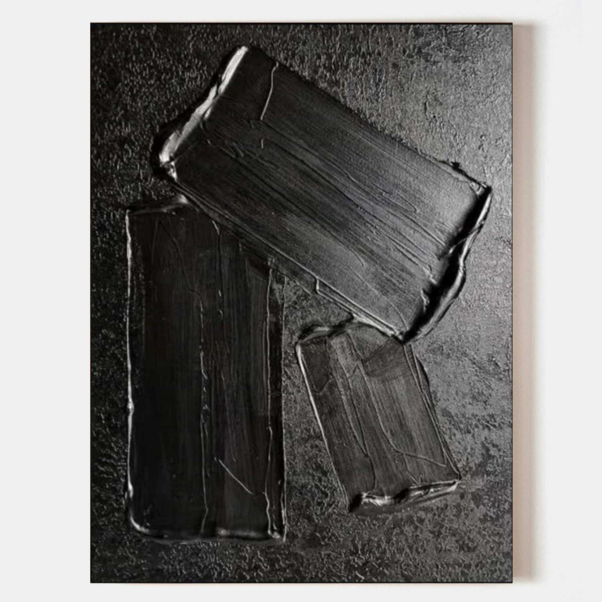 Wabi-Sabi Black 3D Block Textured Abstract Wall Art