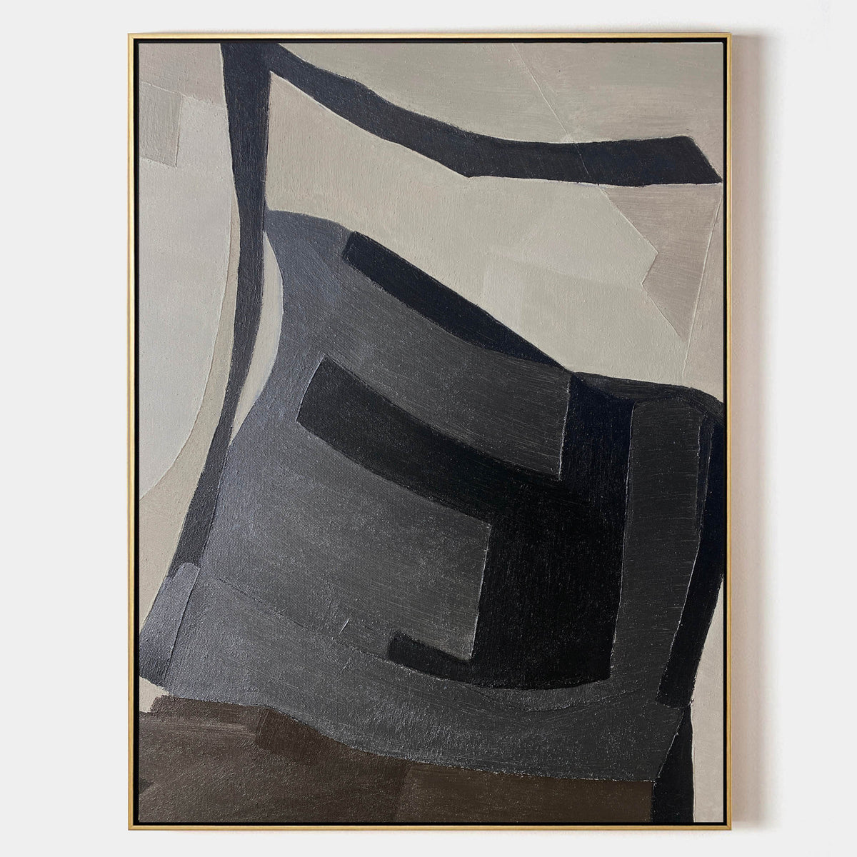 Minimalist Neutral Geometric Abstract Oil Painting